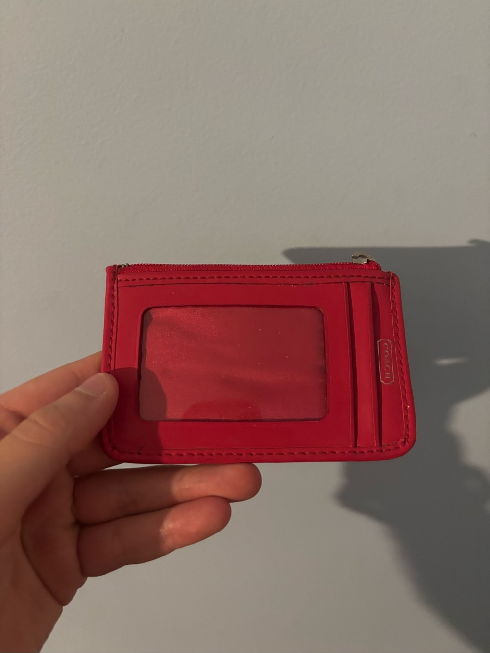 Red/pinkish Card Holder ID Wallet from Coach